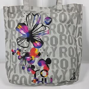 Roxy Logo Shoulder Tote Floral Multicolor bright Handbag Tote Size Medium